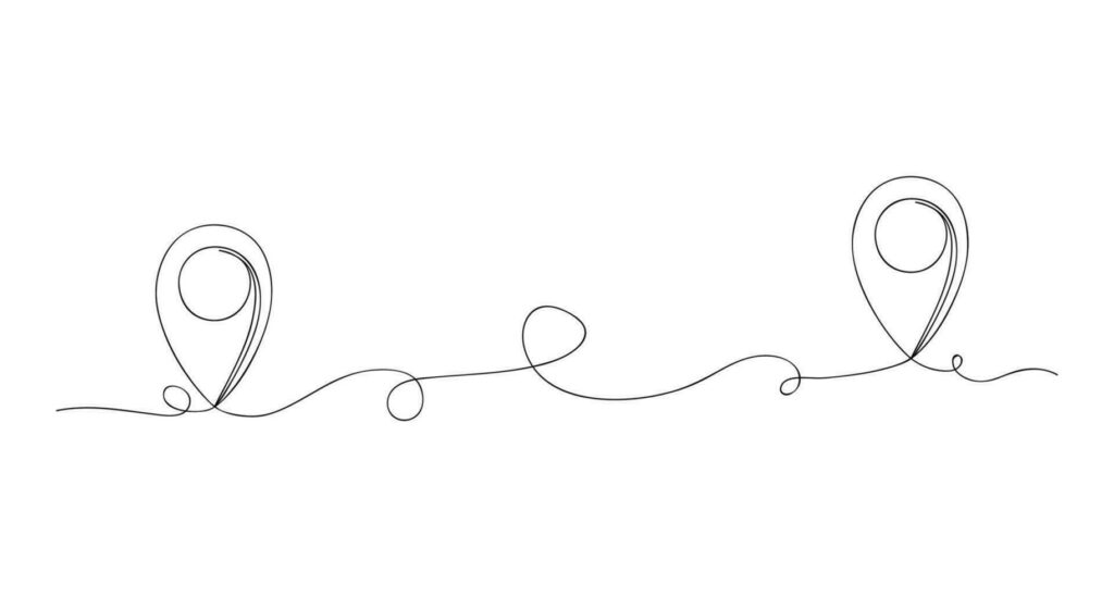 continuous one line art map pin isolated illustration vector